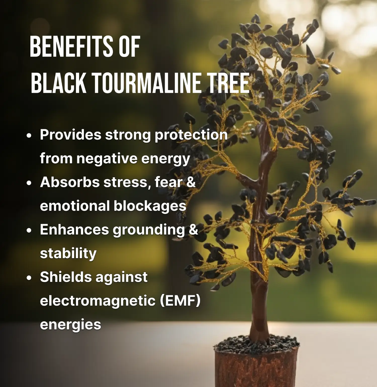 Black Tourmaline Crystal Tree 300 Beads Info