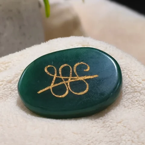Green Jade Crystal Zibu Coin Back