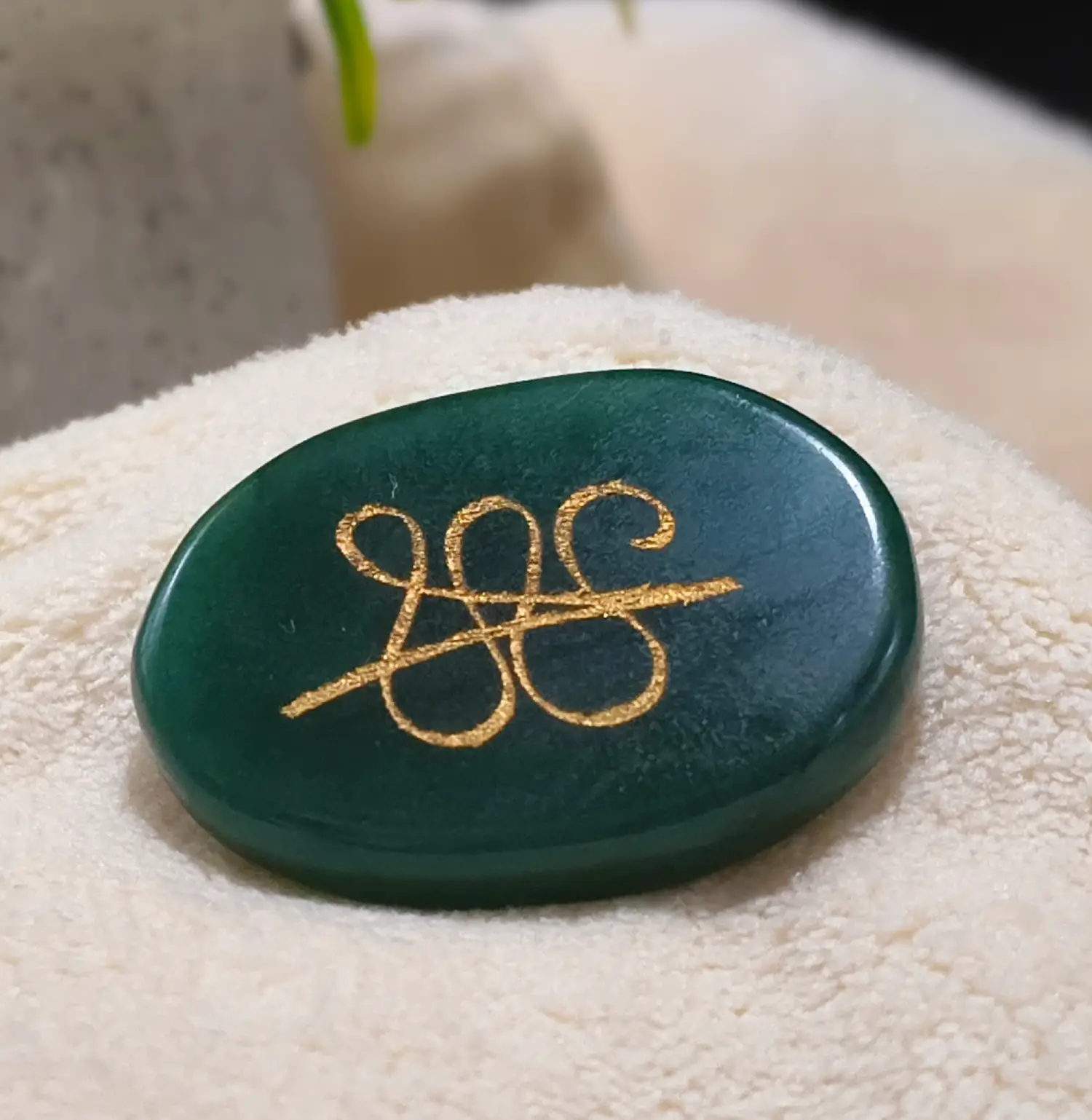 Green Jade Crystal Zibu Coin Back