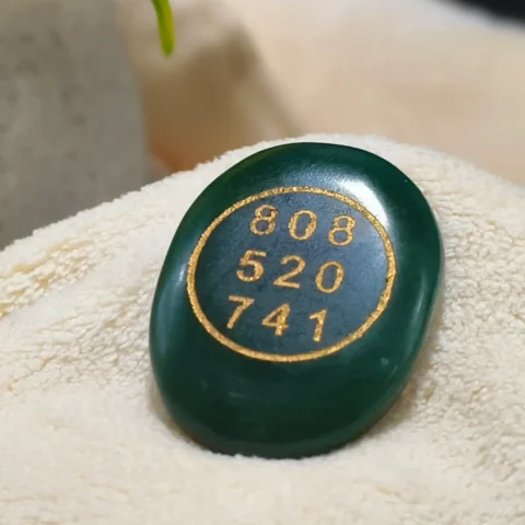 Green Jade Crystal Zibu Coin Front
