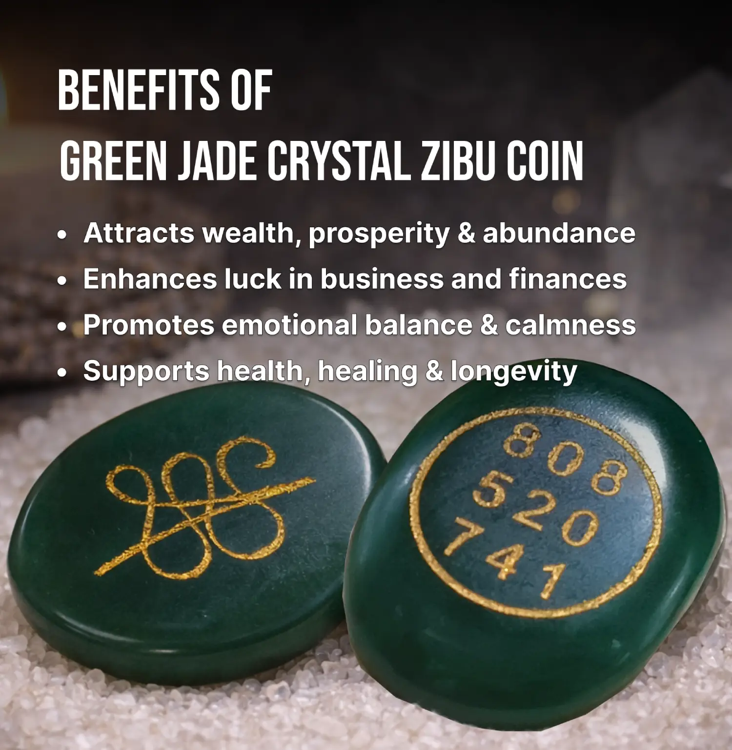 Green Jade Crystal Zibu Coin Info