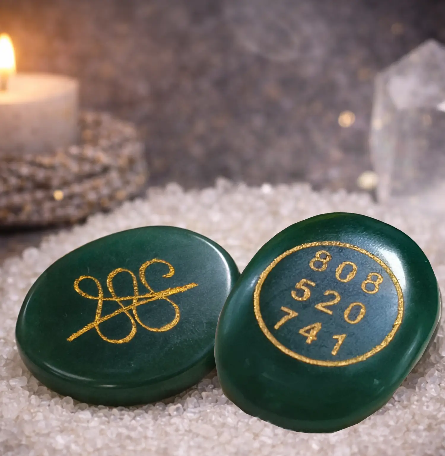 Green Jade Crystal Zibu Coin Two