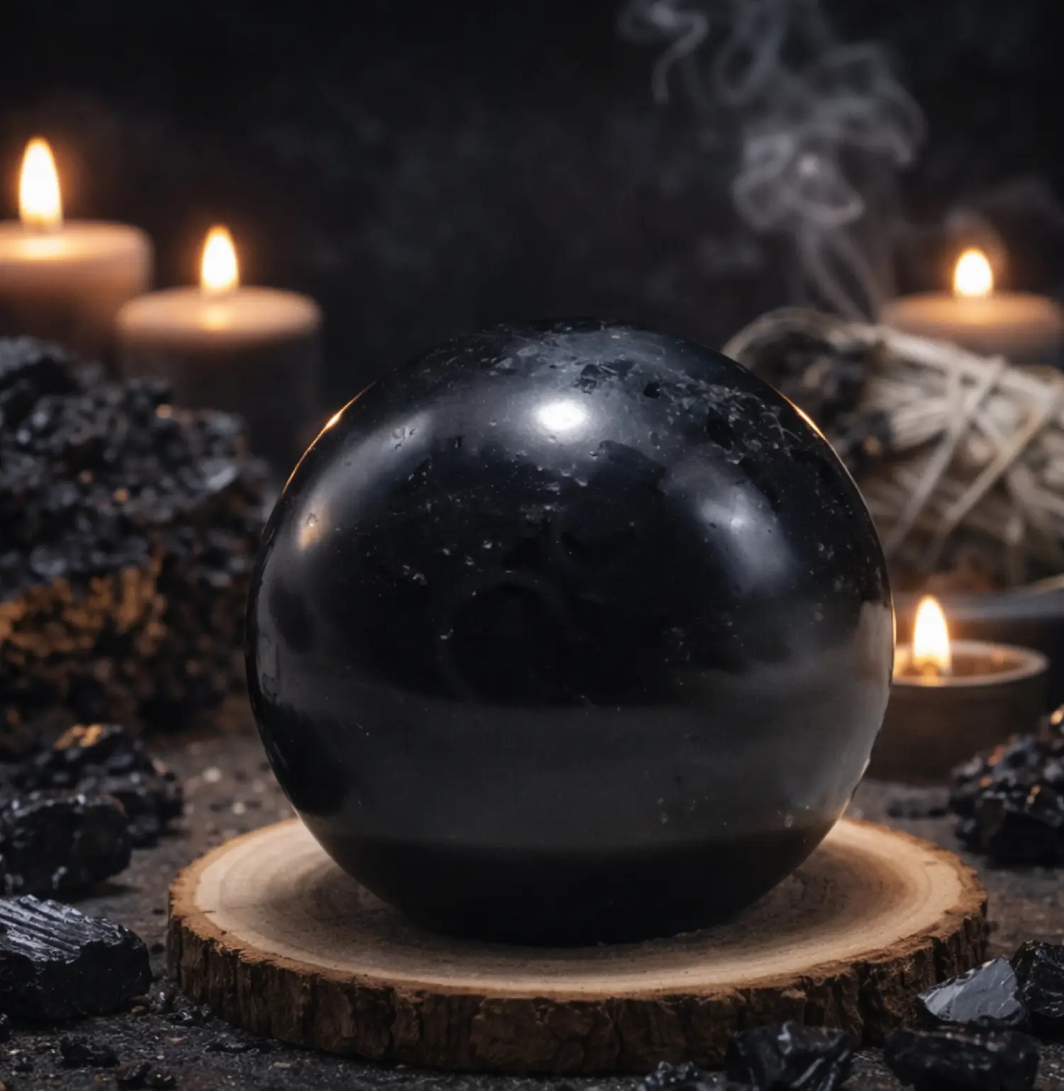 Black Obsidian Crystal Sphere