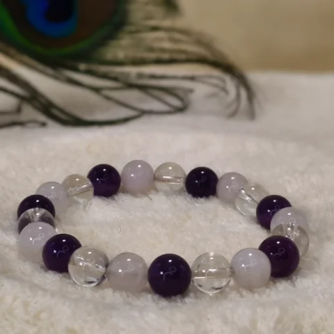 Clear Quartz+Amethyst+Selenite Crystal Bracelet