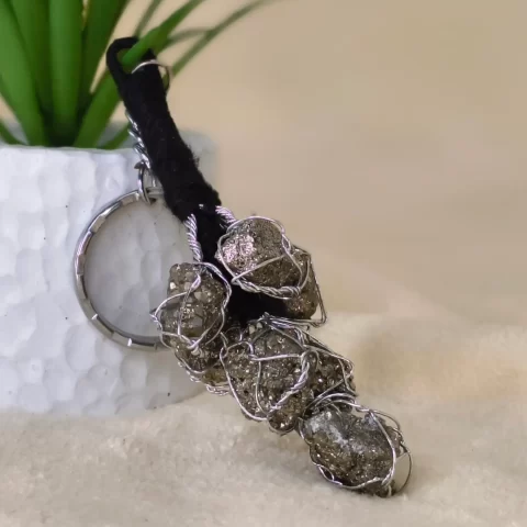 Pyrite Crystal Key Chain