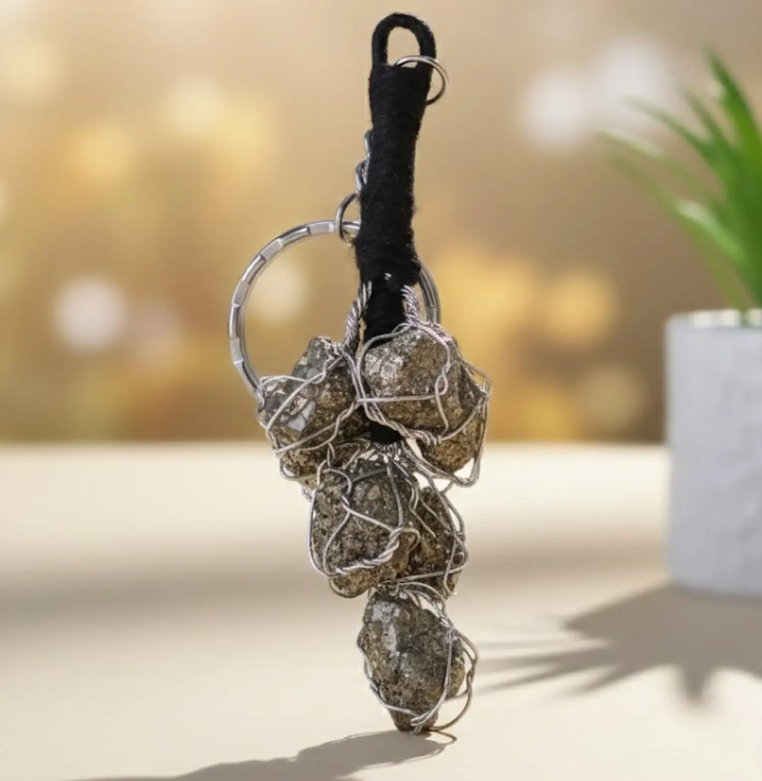 Pyrite Crystal Key Chain Natural