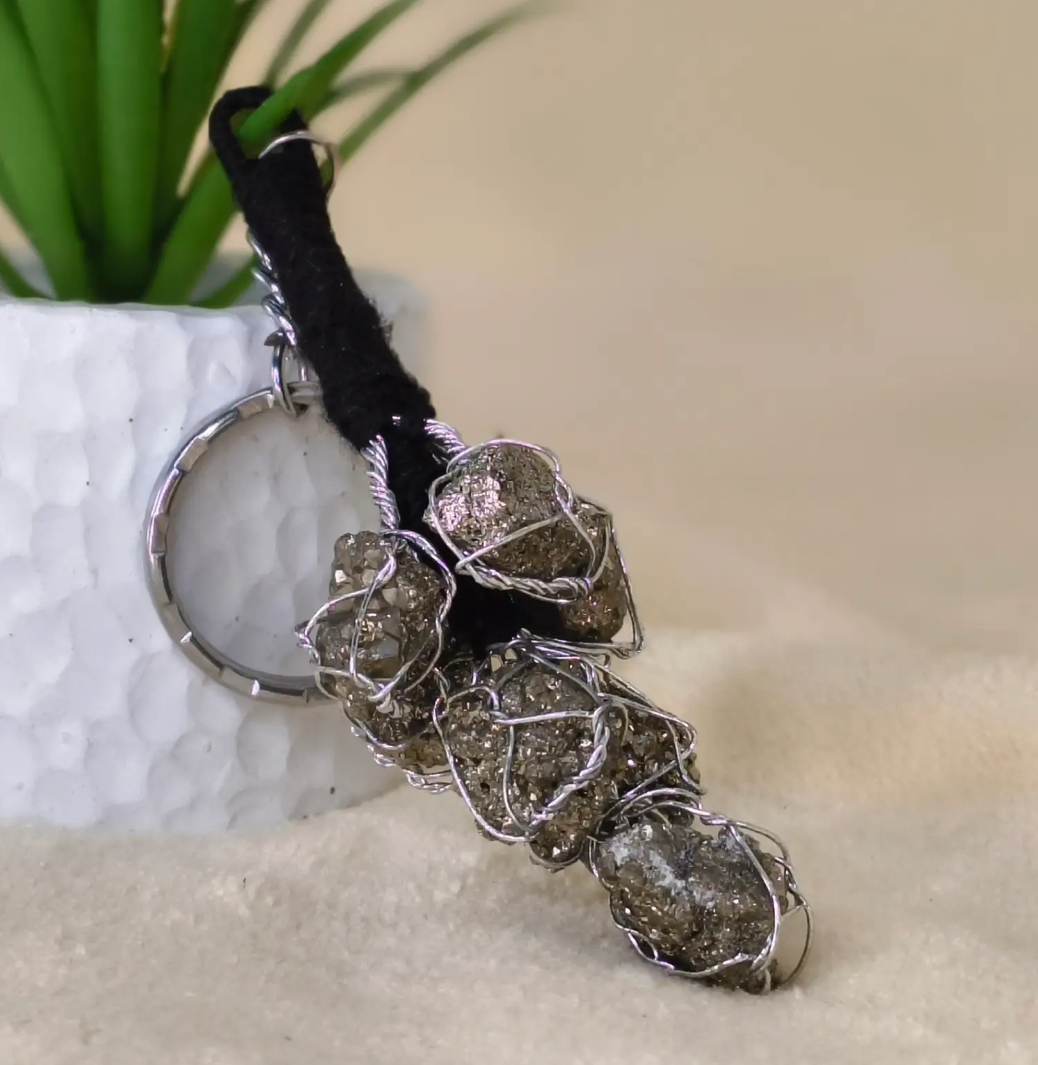 Pyrite Crystal Key Chain