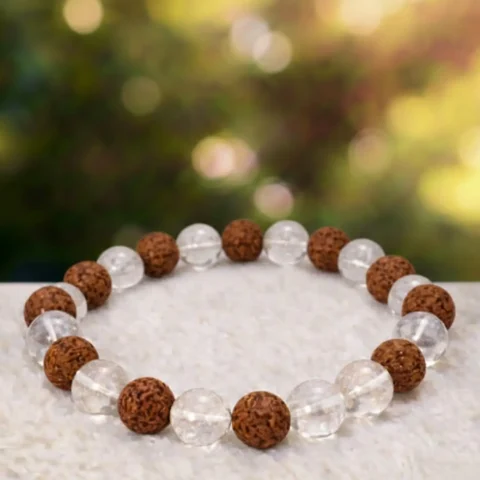 Frame Clear-Quartz-Rudraksha-Crystal-Bracelet