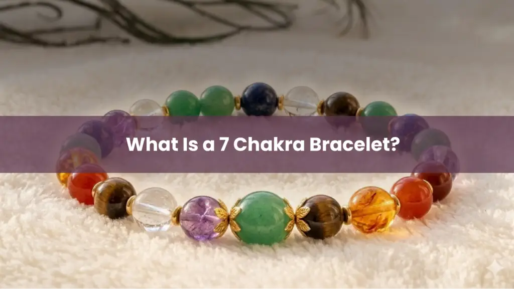 7 chakra crystal bracelet with colorful stones and text ‘What Is a 7 Chakra Bracelet?